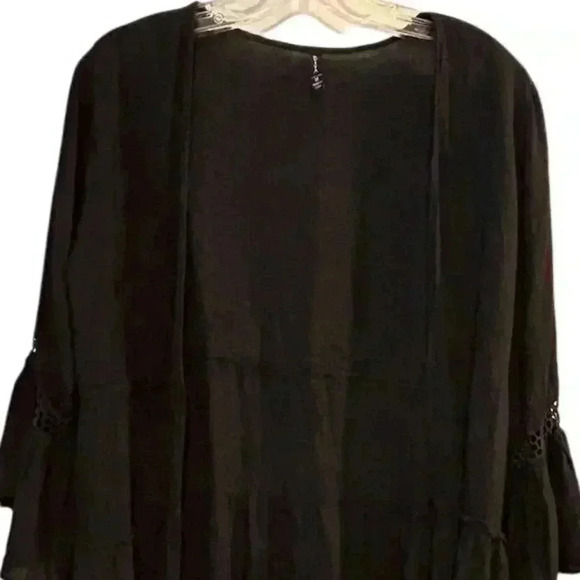 RAVIYA Women's Black Tiered Kimono Coatigan Size M Long Sleeve Casual - Picture 2 of 11
